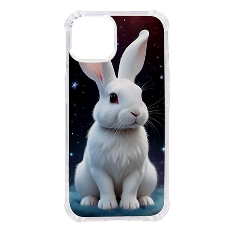 White bunny iPhone 14 TPU UV Print Case from ArtsNow.com Front