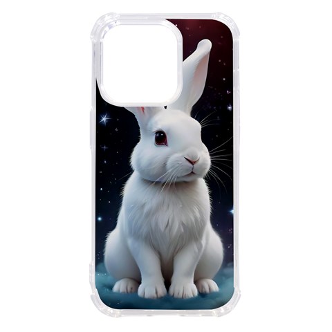 White bunny iPhone 14 Pro TPU UV Print Case from ArtsNow.com Front