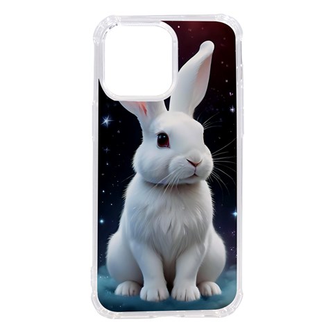 White bunny iPhone 14 Pro Max TPU UV Print Case from ArtsNow.com Front