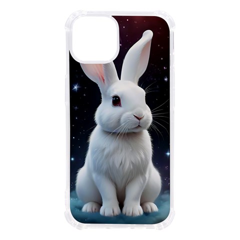 White bunny iPhone 13 TPU UV Print Case from ArtsNow.com Front