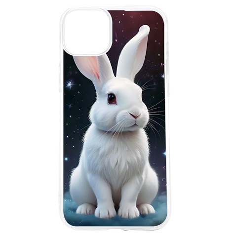 White bunny iPhone 15 TPU UV Print Case from ArtsNow.com Front