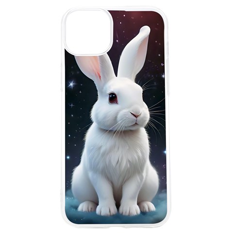 White bunny iPhone 15 Pro TPU UV Print Case from ArtsNow.com Front