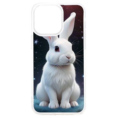 White bunny iPhone 15 Pro Max TPU UV Print Case from ArtsNow.com Front