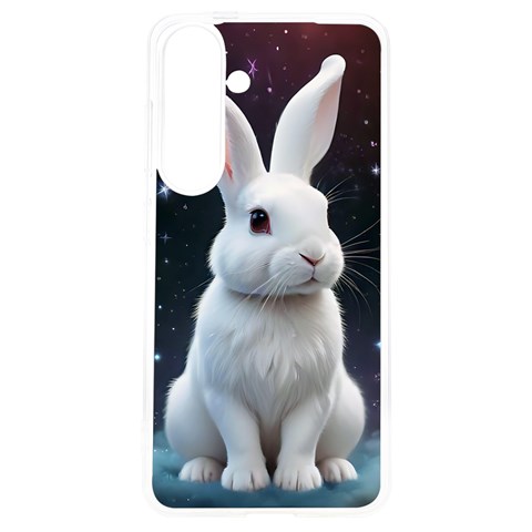 White bunny Samsung Galaxy S24 6.2 Inch TPU UV Case from ArtsNow.com Front