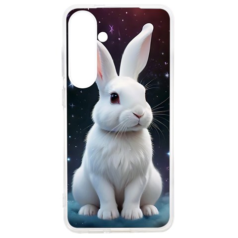 White bunny Samsung Galaxy S24 Ultra 6.9 Inch TPU UV Case from ArtsNow.com Front