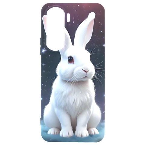 White bunny Samsung Galaxy S24 Plus 6.7 Inch Black TPU UV Case from ArtsNow.com Front