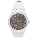 Vibrant Collage Vibes Print Round Plastic Sport Watch (M)