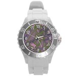 Vibrant Collage Vibes Print Round Plastic Sport Watch (L)