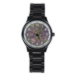 Vibrant Collage Vibes Print Stainless Steel Round Watch