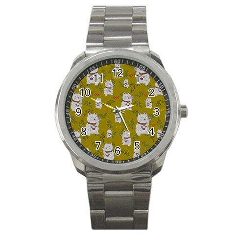 Super Lucky Cat Sport Metal Watch from ArtsNow.com Front