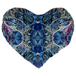 Blue Pour Blend  Large 19  Premium Flano Heart Shape Cushions