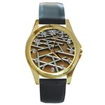 0118 F Expression Of Structure Large Round Gold Metal Watch