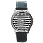 Black And White Circles Pattern Round Metal Watch