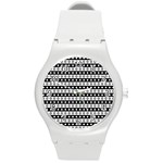 Black And White Circles Pattern Round Plastic Sport Watch (M)