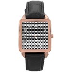 Black And White Circles Pattern Rose Gold Leather Watch 