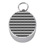 Black And White Circles Pattern Mini Silver Compasses