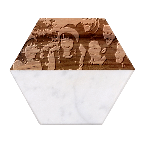 The Christmas Collection Marble Wood Coaster (Hexagon)  from ArtsNow.com Front