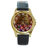 Merry christmas Round Gold Metal Watch