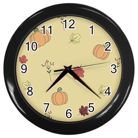 Halloween Fall Pattern Wall Clock (Black) from ArtsNow.com Front