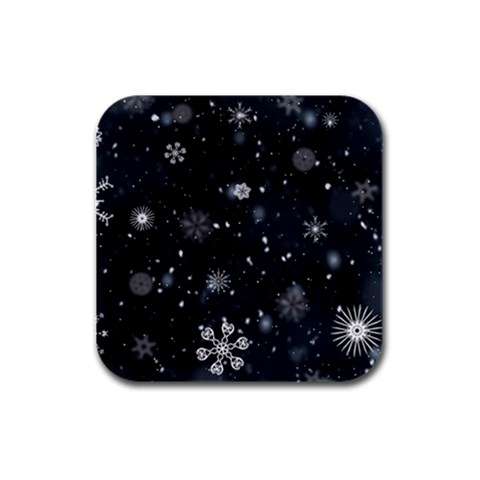 Snowflakes Snow Snowfall Snowing Rubber Square Coaster (4 pack) from ArtsNow.com Front