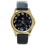 Snowflakes Snow Snowfall Snowing Round Gold Metal Watch