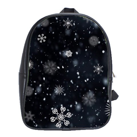 Snowflakes Snow Snowfall Snowing School Bag (Large) from ArtsNow.com Front