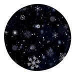 Snowflakes Snow Snowfall Snowing Round Glass Fridge Magnet (4 pack)