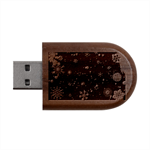 Snowflakes Snow Snowfall Snowing Wood Oval USB Flash Drive