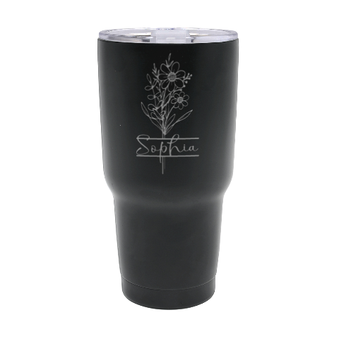 Personalized Name Any Text Flower 30oz Thermal Travel Tumbler 30oz Thermal Travel Tumbler from ArtsNow.com Front