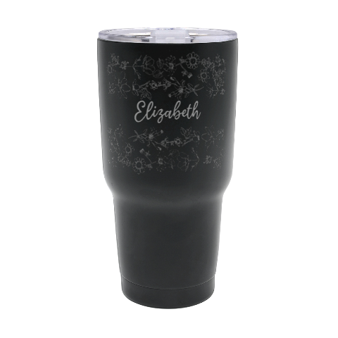 Personalized Name Any Text Flower 30oz Thermal Travel Tumbler 30oz Thermal Travel Tumbler from ArtsNow.com Front