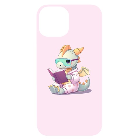 Baby dragon reading iPhone 14 Black UV Print Case from ArtsNow.com Front