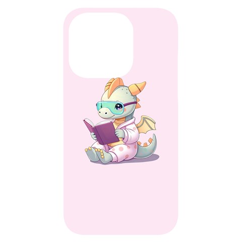 Baby dragon reading iPhone 14 Pro Black UV Print Case from ArtsNow.com Front