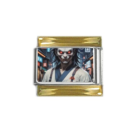 Demon Samurai Gold Trim Italian Charm (9mm) from ArtsNow.com Front