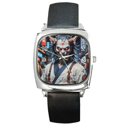 Demon Samurai Square Metal Watch from ArtsNow.com Front