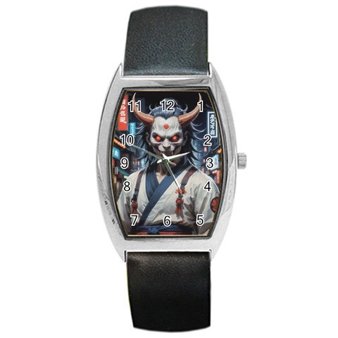 Demon Samurai Barrel Style Metal Watch from ArtsNow.com Front