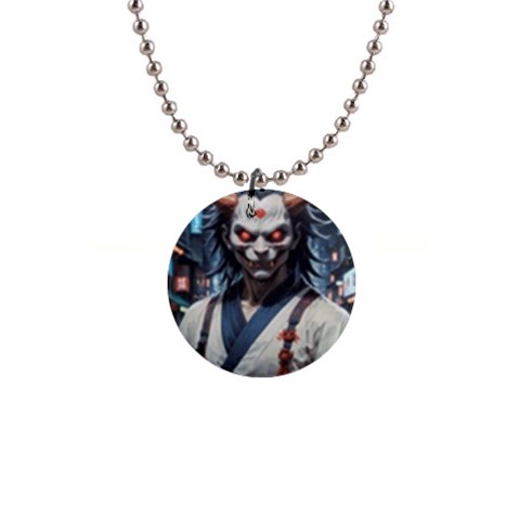 Demon Samurai 1  Button Necklace from ArtsNow.com Front