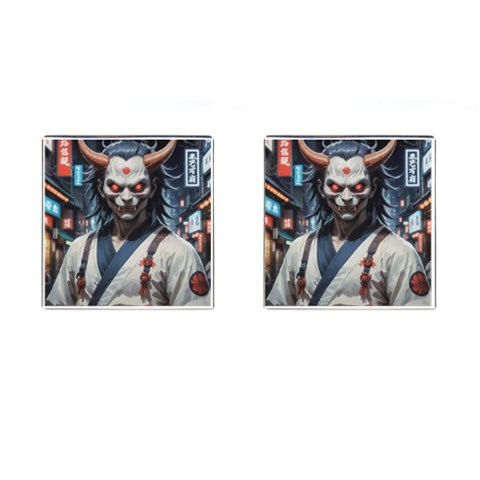 Demon Samurai Cufflinks (Square) from ArtsNow.com Front(Pair)