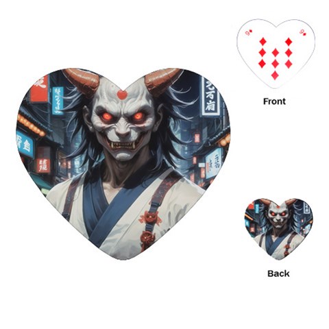 Demon Samurai Playing Cards Single Design (Heart) from ArtsNow.com Front