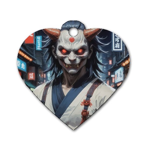 Demon Samurai Dog Tag Heart (Two Sides) from ArtsNow.com Front