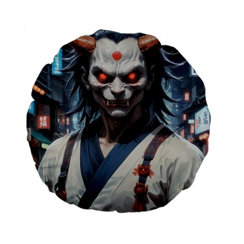 Demon Samurai Standard 15  Premium Round Cushions from ArtsNow.com Back