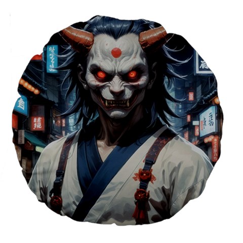 Demon Samurai Large 18  Premium Round Cushions from ArtsNow.com Front