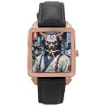 Demon Samurai Rose Gold Leather Watch 