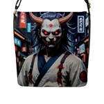 Demon Samurai Flap Closure Messenger Bag (L)