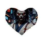 Demon Samurai Standard 16  Premium Flano Heart Shape Cushions