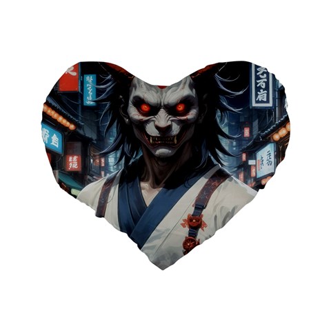 Demon Samurai Standard 16  Premium Flano Heart Shape Cushions from ArtsNow.com Back