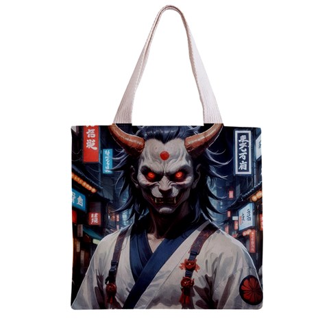 Demon Samurai Zipper Grocery Tote Bag from ArtsNow.com Back