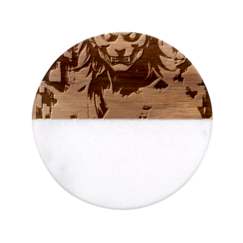 Demon Samurai Classic Marble Wood Coaster (Round)  from ArtsNow.com Front