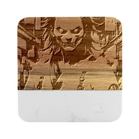 Demon Samurai Marble Wood Coaster (Square) from ArtsNow.com Front