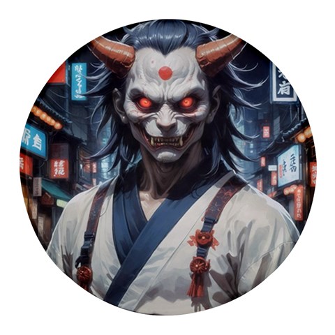 Demon Samurai Round Glass Fridge Magnet (4 pack) from ArtsNow.com Front