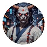 Demon Samurai Round Glass Fridge Magnet (4 pack)